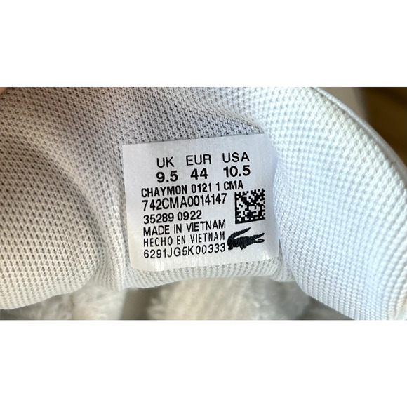 Lacoste Men's Chaymon 0121 Shoes Sneakers- White Size 10.5 US - Picture 4 of 5